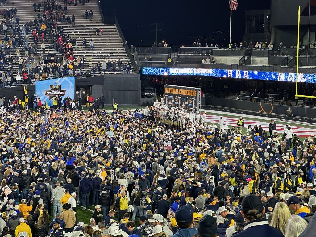 Fans celebrating on the field